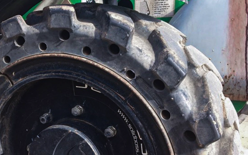 SolidBoss OTR tire showing no signs of rubber chunking